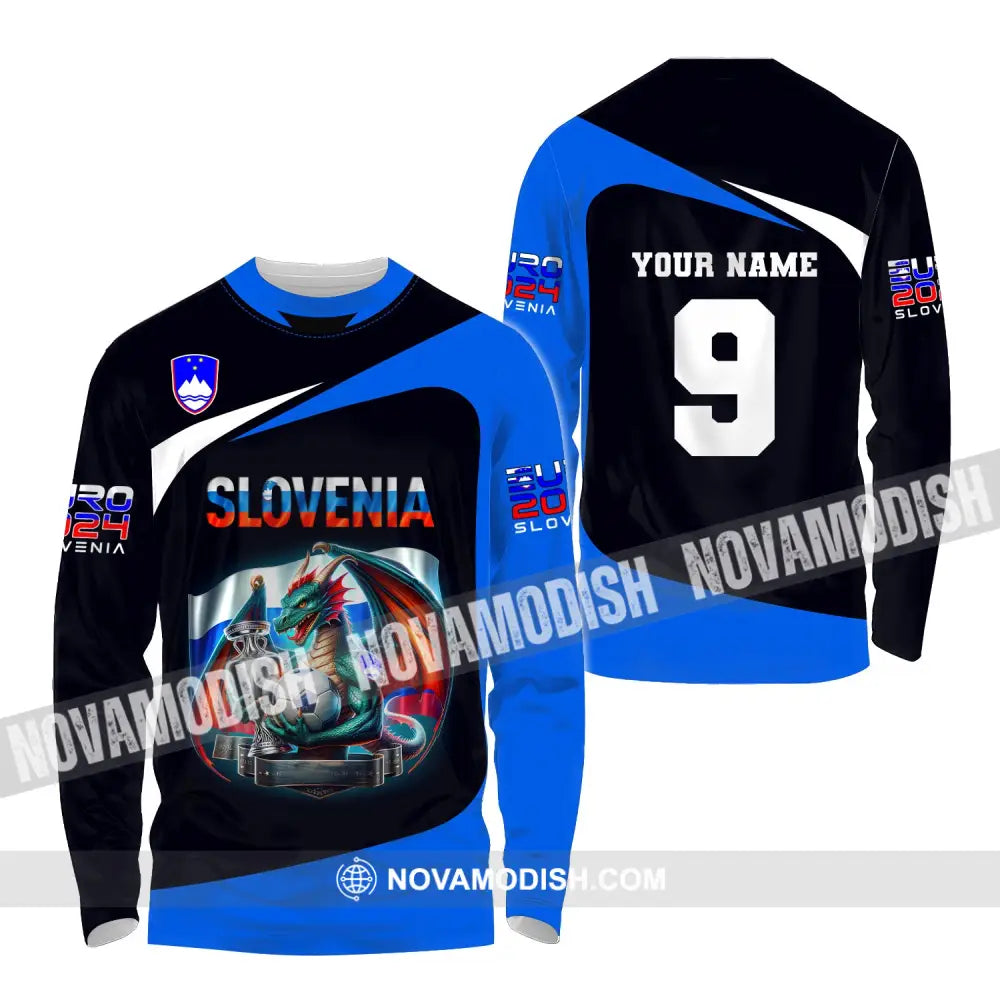 Unisex Shirt Euro 2024 Custom Name And Number Slovenia Football Polo Long Sleeve / S T-Shirt