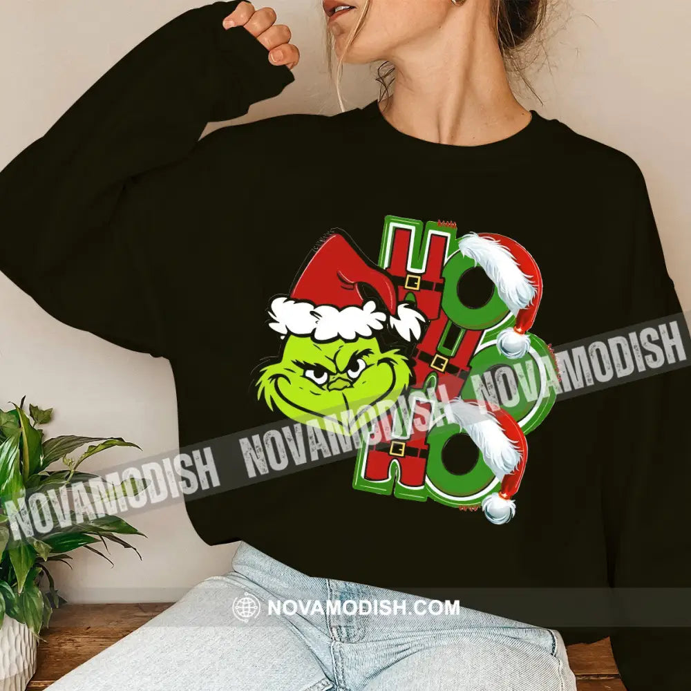 Unisex Shirt Grinch Christmas Long Sleeve Sweater Gift For / Black S T-Shirt