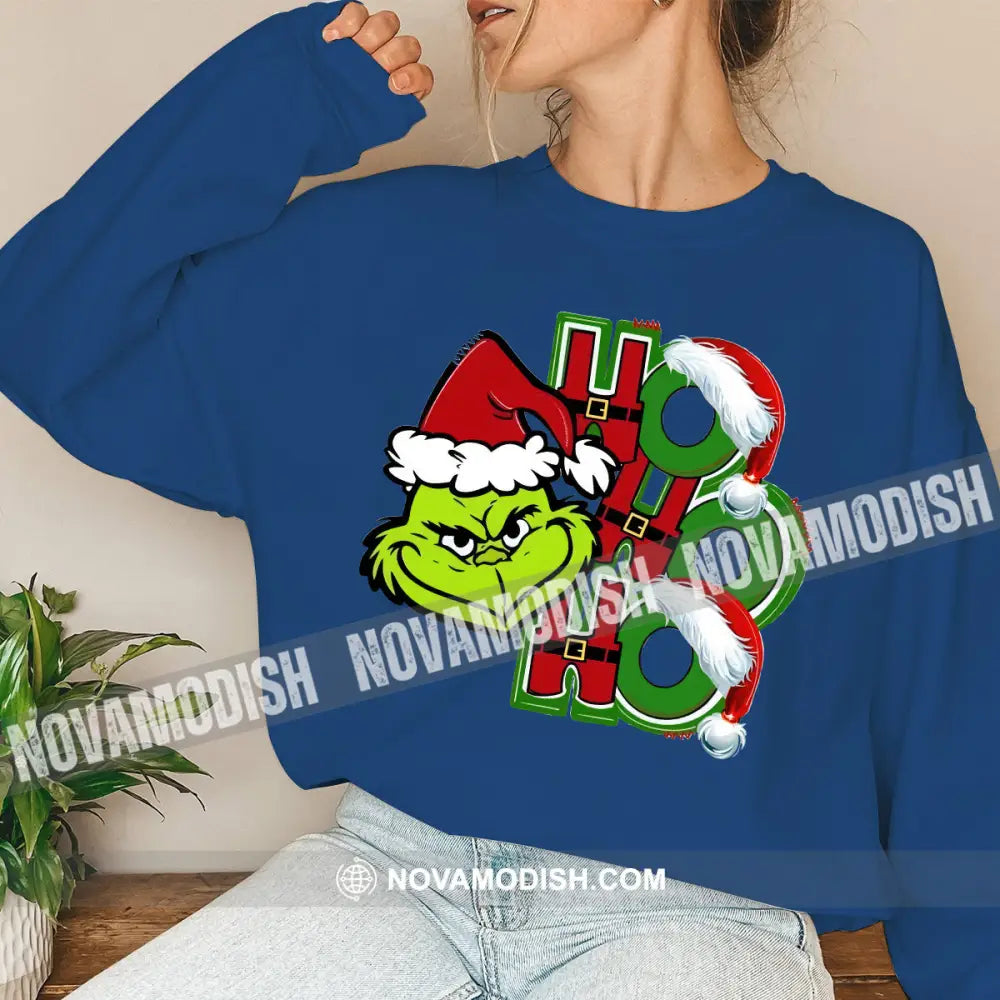 Unisex Shirt Grinch Christmas Long Sleeve Sweater Gift For / Navy Blue S T-Shirt