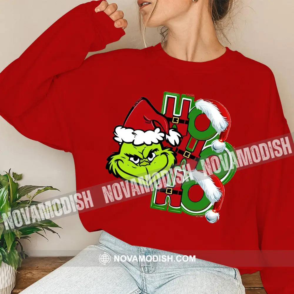 Unisex Shirt Grinch Christmas Long Sleeve Sweater Gift For / Red S T-Shirt