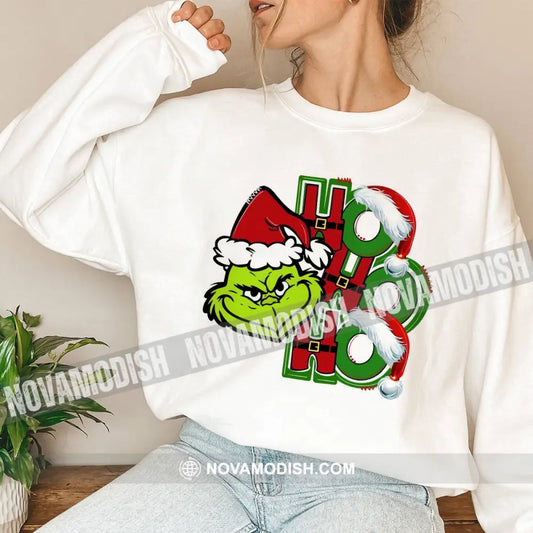 Unisex Shirt Grinch Christmas Long Sleeve Sweater Gift For / White S T-Shirt