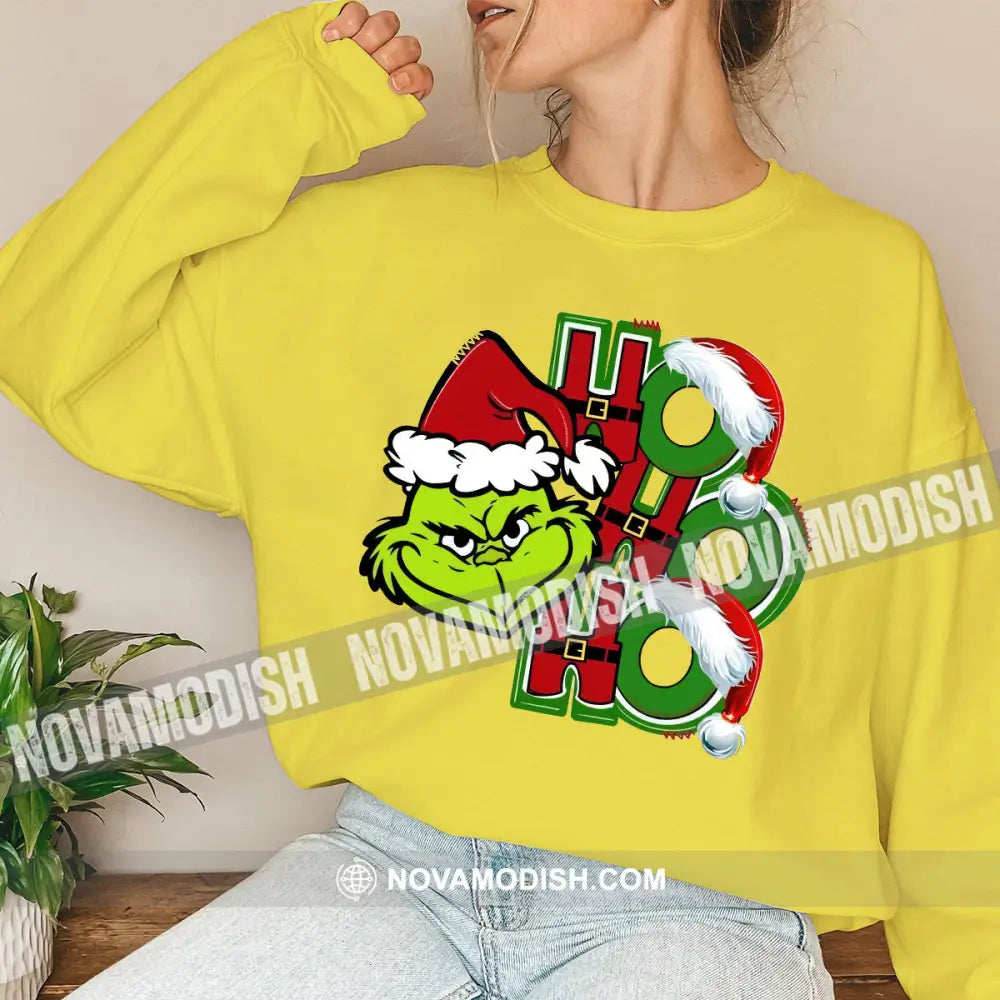 Unisex Shirt Grinch Christmas Long Sleeve Sweater Gift For / Yellow S T-Shirt