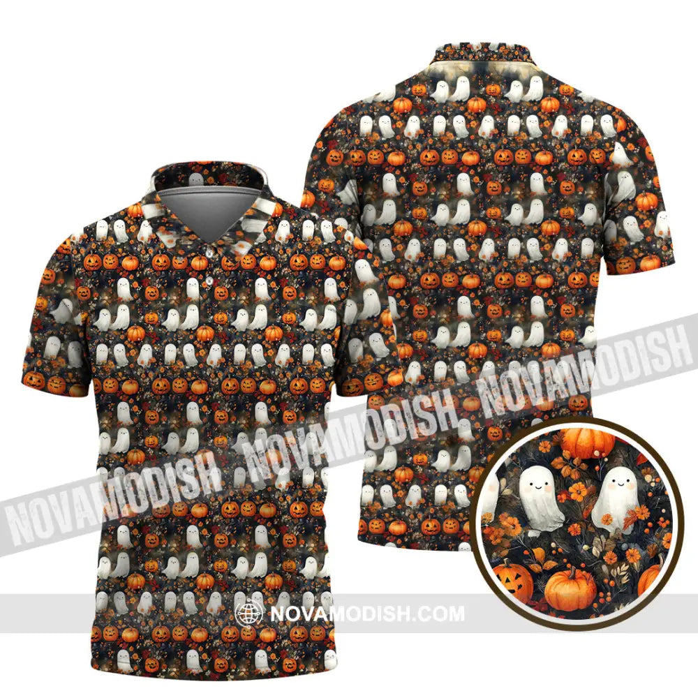 Unisex Shirt - Halloween Design Ghost Pumpkin Shirt Polo Shirt / S T-shirt