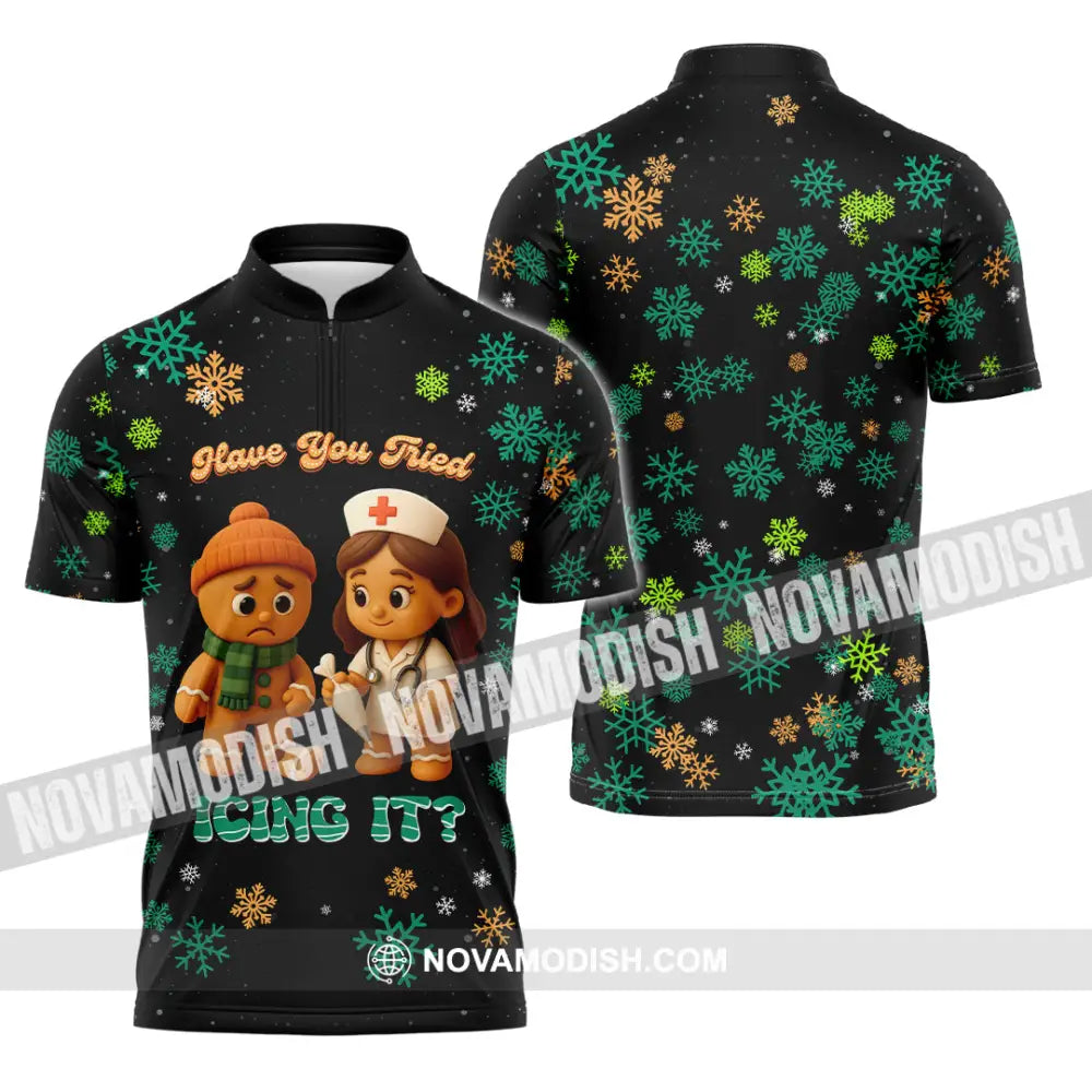 Unisex Shirt - Have You Tried Icing It Christmas Shirt Zipper Polo Shirt / S T-shirt