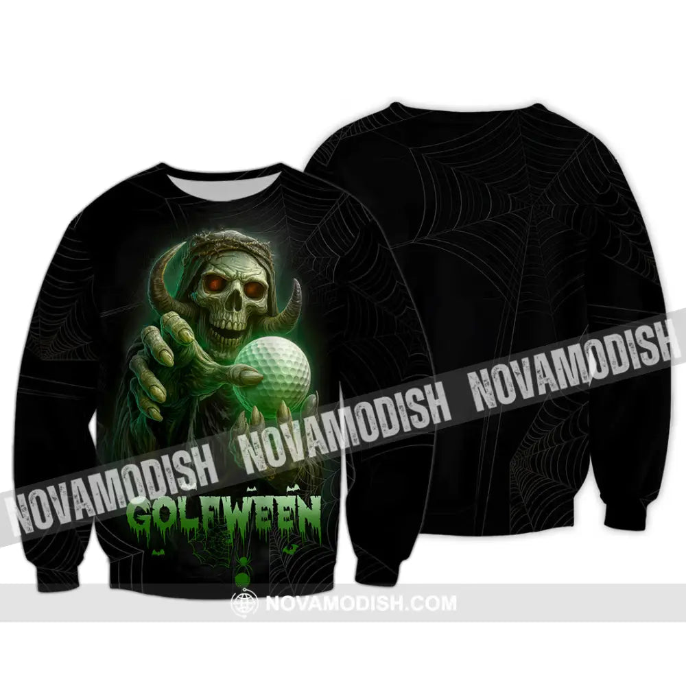 Unisex Shirt - Hello Darkness Skeleton Funny Skull Golf Golfween Halloween Golf Player Shirt Long Sleeve / S T-shirt