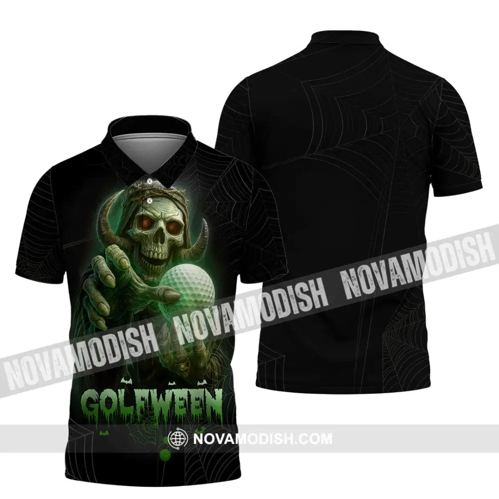 Unisex Shirt - Hello Darkness Skeleton Funny Skull Golf Golfween Halloween Golf Player Shirt Polo Shirt / S T-shirt