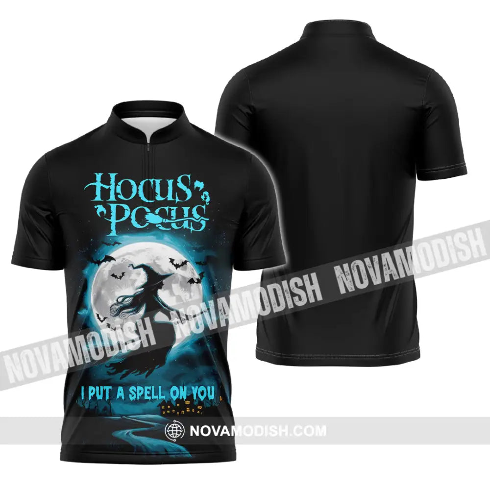 Unisex Shirt - Hocus Pocus I Put A Spell On You Halloween Shirt Zipper Polo Shirt / S T-shirt
