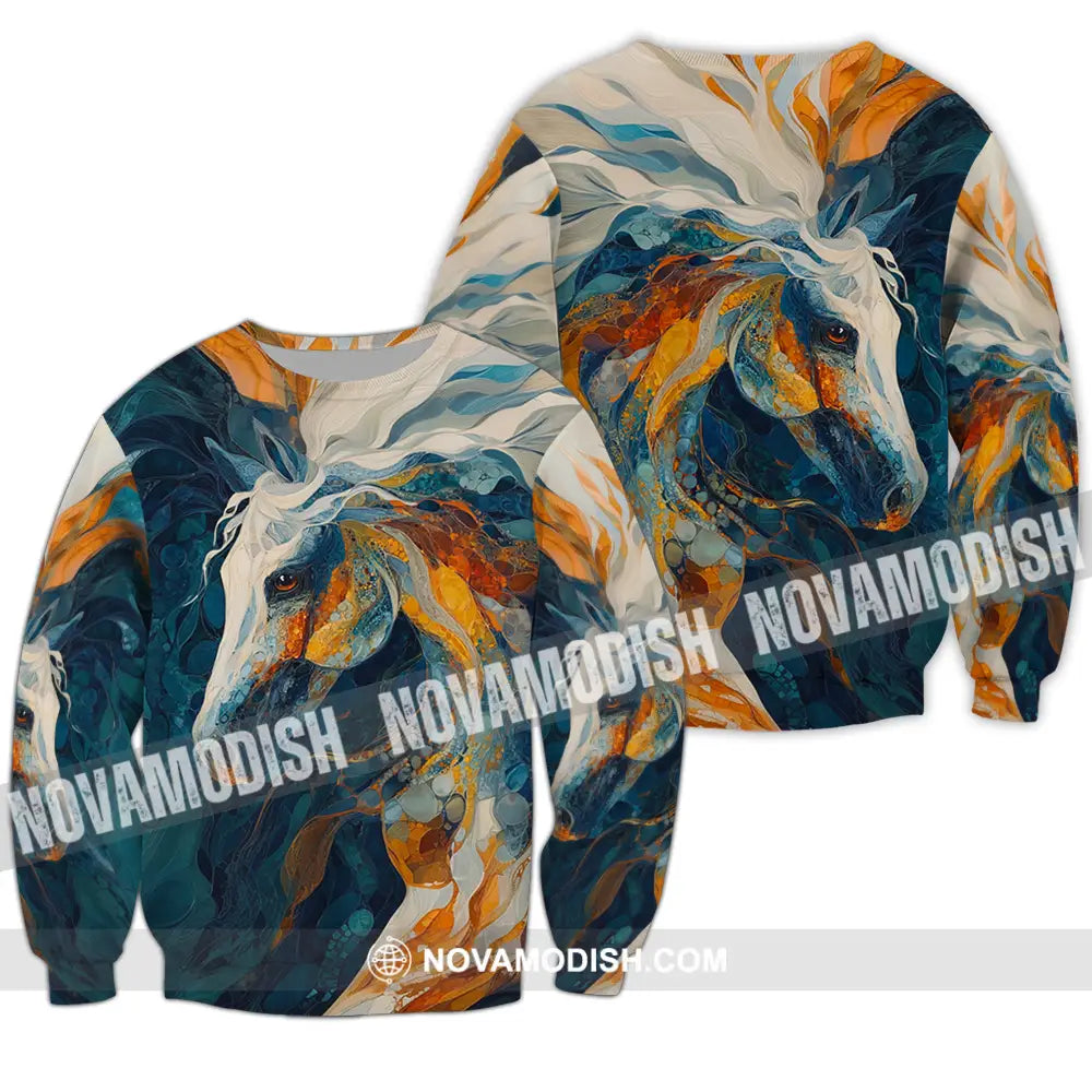Unisex Shirt - Horse Funny Graphic Shirt Long Sleeve / S T-shirt