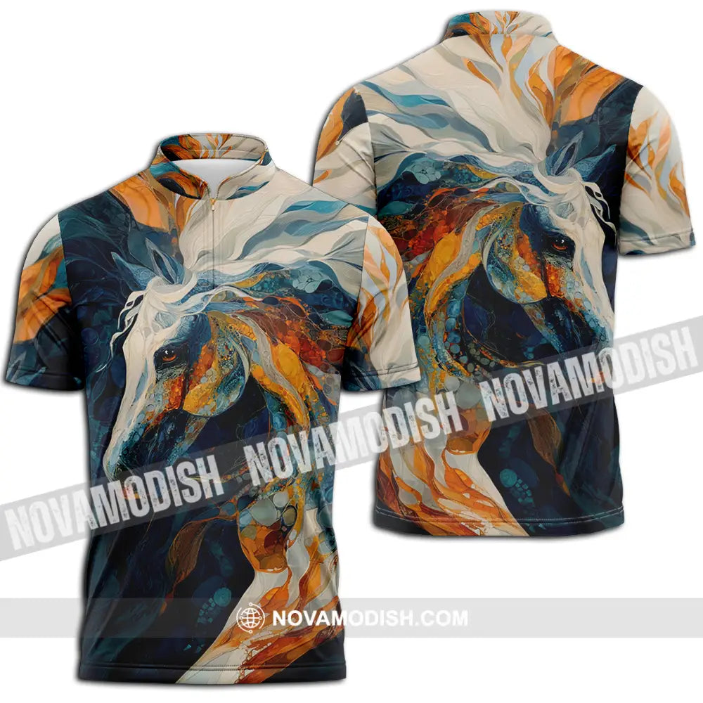 Unisex Shirt - Horse Funny Graphic Shirt Zipper Polo Shirt / S T-shirt