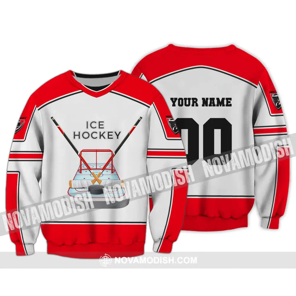 Unisex Shirt Ice Hockey Custom Name And Number T-Shirt Polo Gift For Player Long Sleeve / S