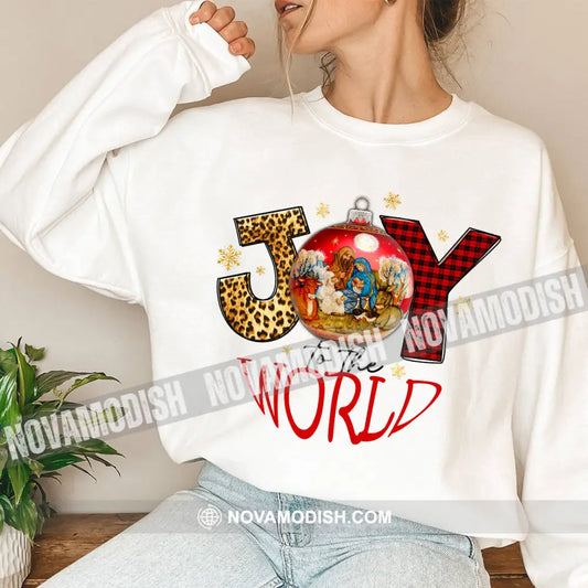 Unisex Shirt Joy To The World Christmas Long Sleeve Sweater Gift For / White S T-Shirt