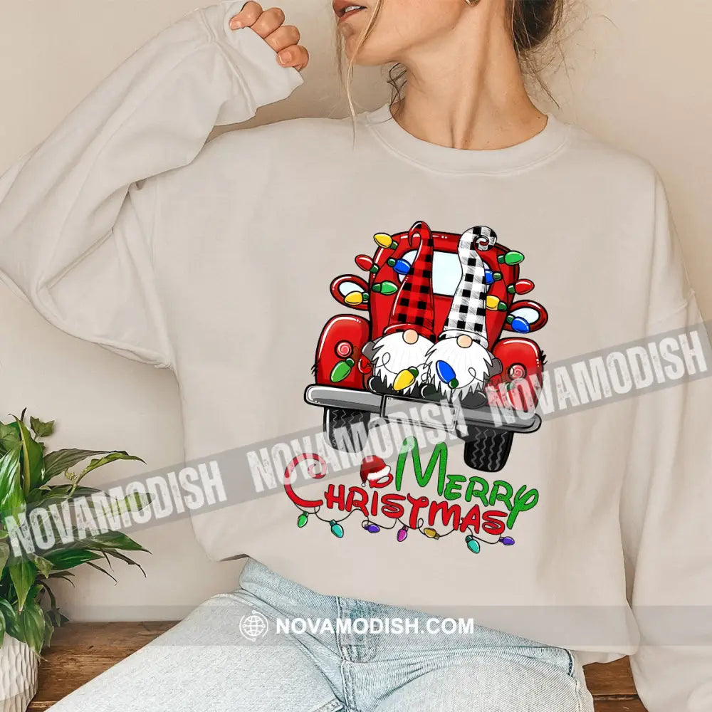 Unisex Shirt Merry Christmas Long Sleeve Sweater Gift For / Beige S T-Shirt