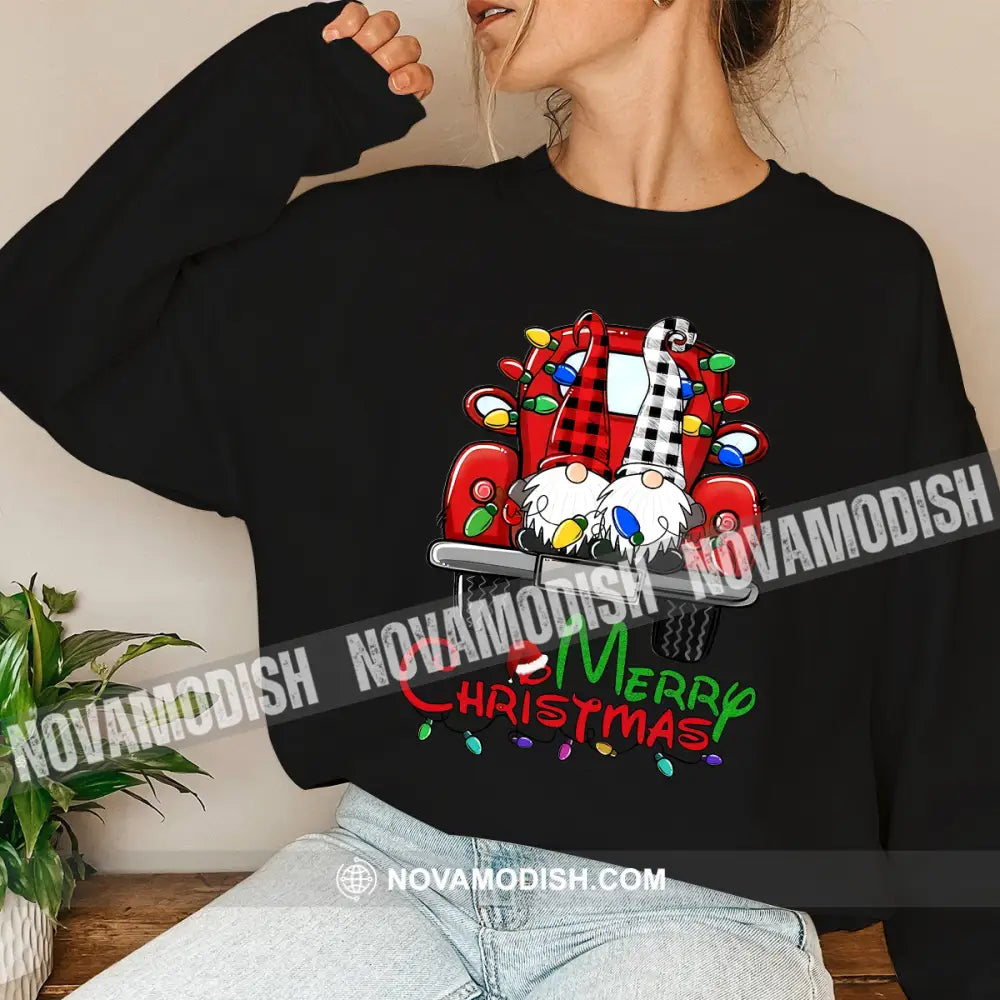 Unisex Shirt Merry Christmas Long Sleeve Sweater Gift For / Black S T-Shirt