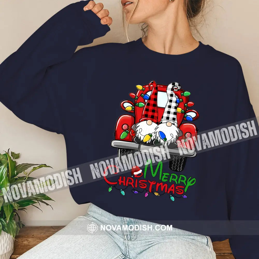 Unisex Shirt Merry Christmas Long Sleeve Sweater Gift For / Dark Blue S T-Shirt