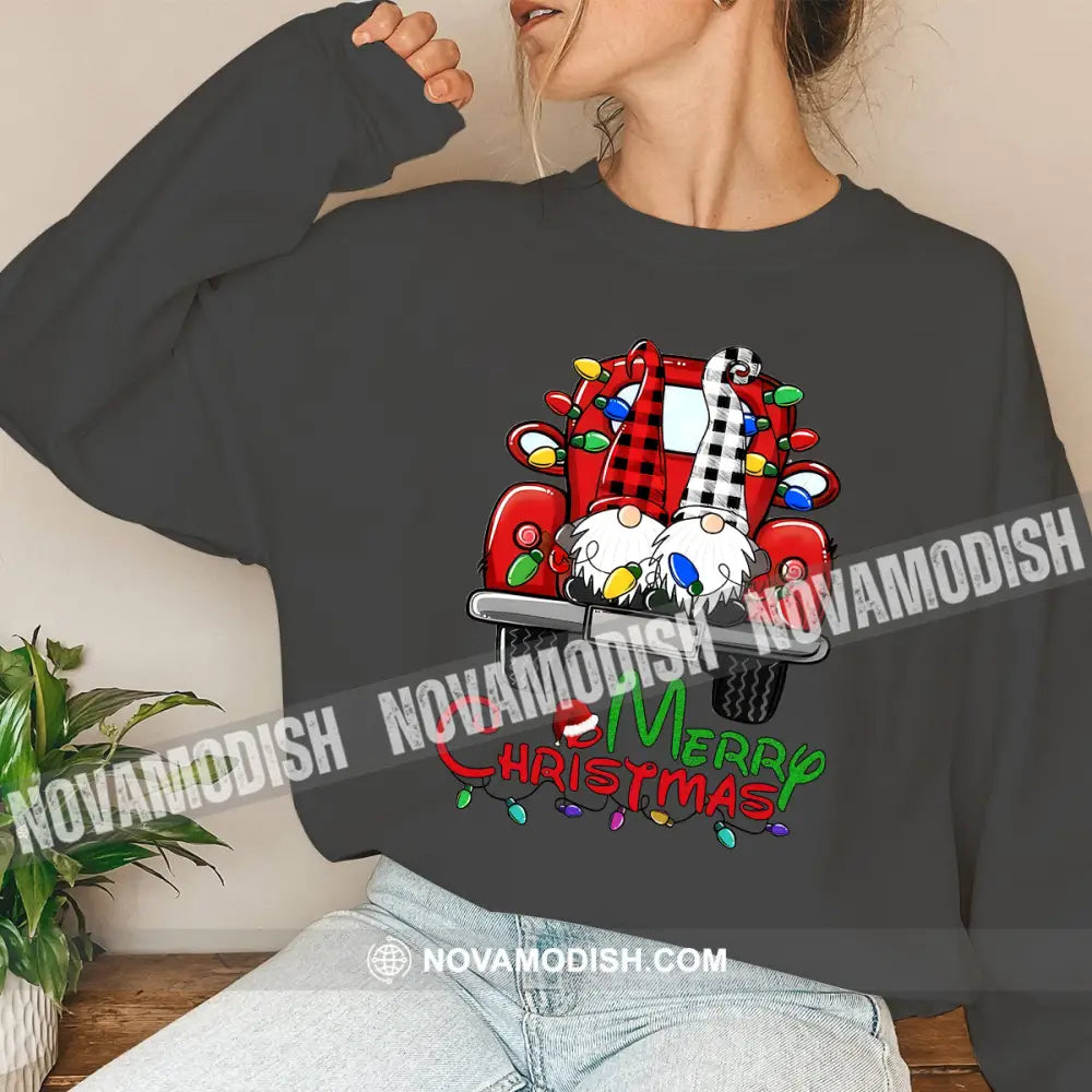 Unisex Shirt Merry Christmas Long Sleeve Sweater Gift For / Dark Gray S T-Shirt