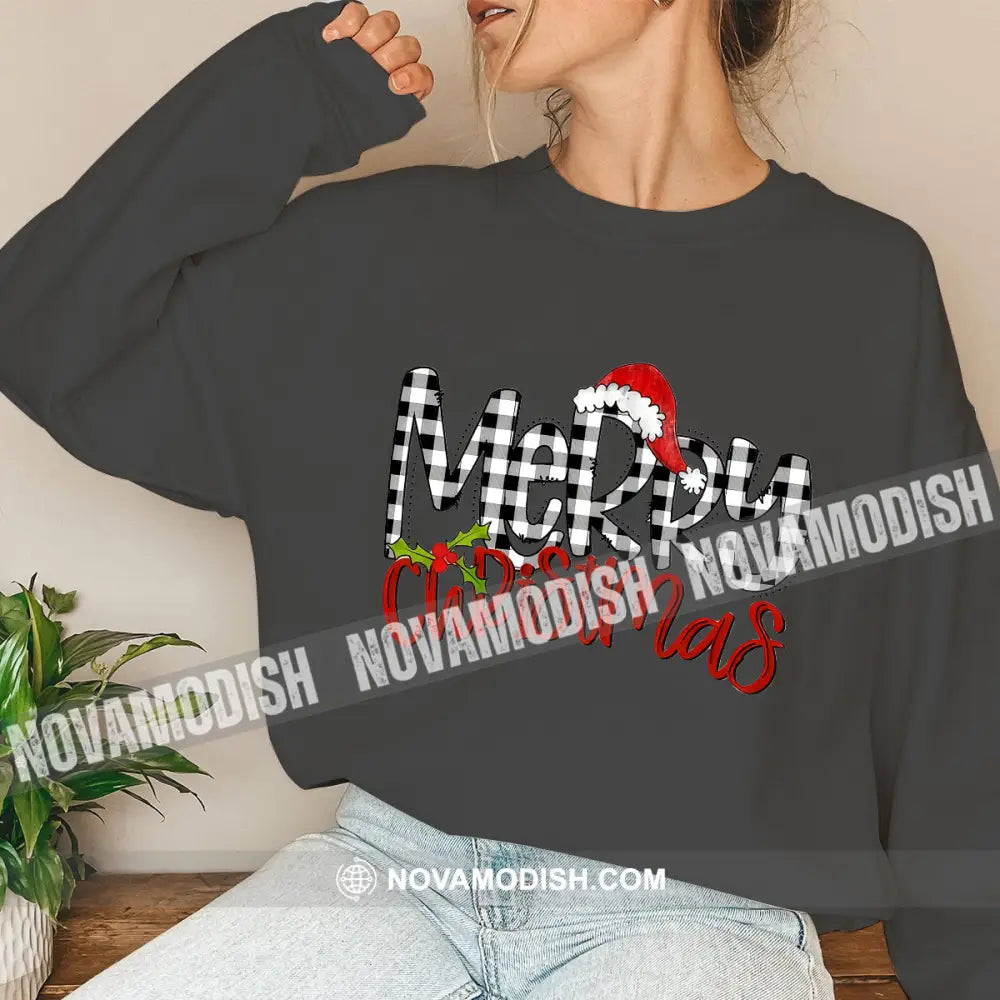 Unisex Shirt Merry Christmas Long Sleeve Sweater Gift For / Dark Gray S T-Shirt