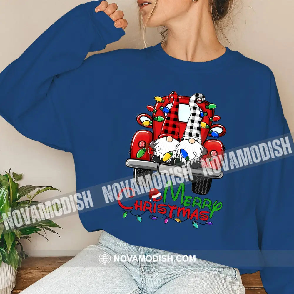 Unisex Shirt Merry Christmas Long Sleeve Sweater Gift For / Navy Blue S T-Shirt