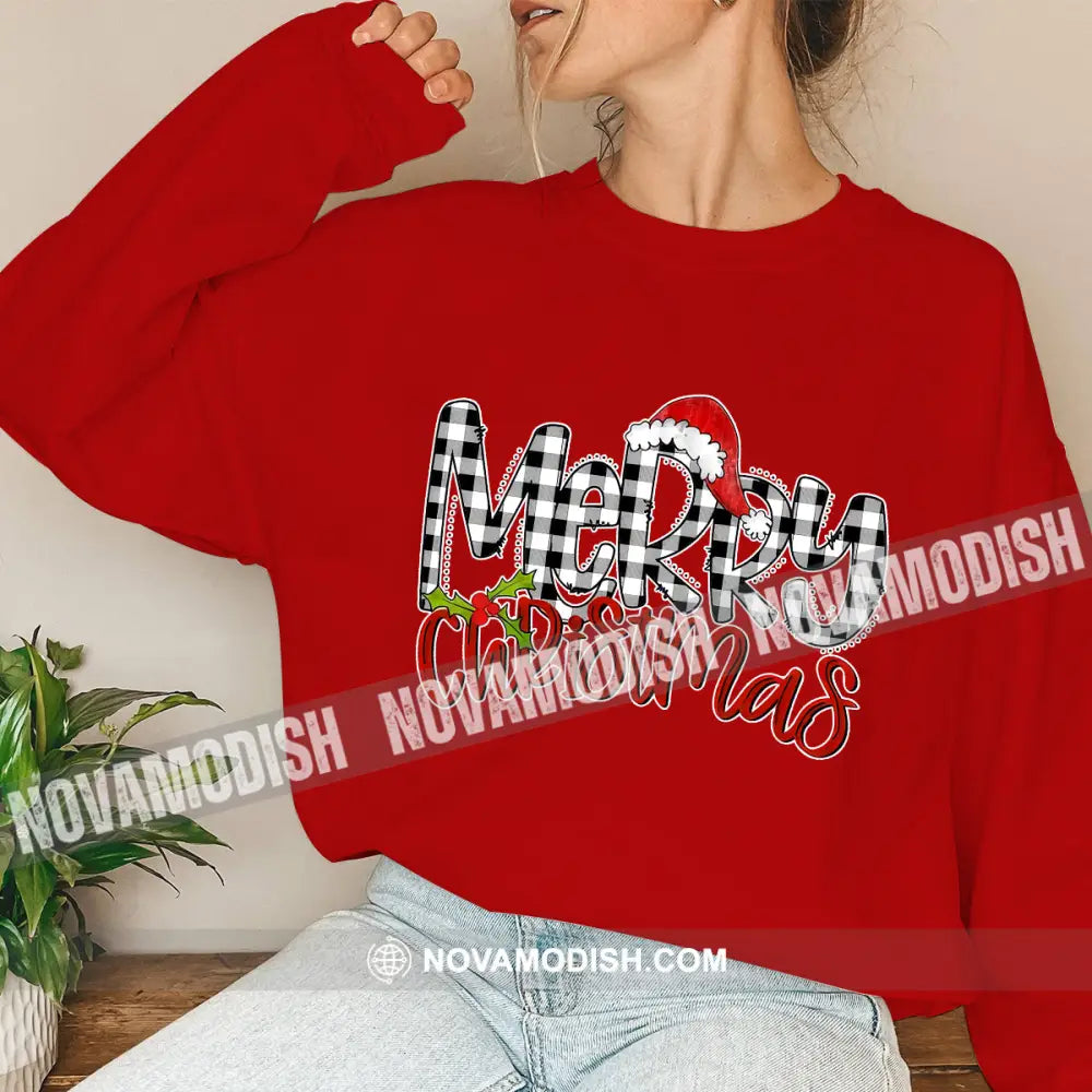 Unisex Shirt Merry Christmas Long Sleeve Sweater Gift For / Red S T-Shirt