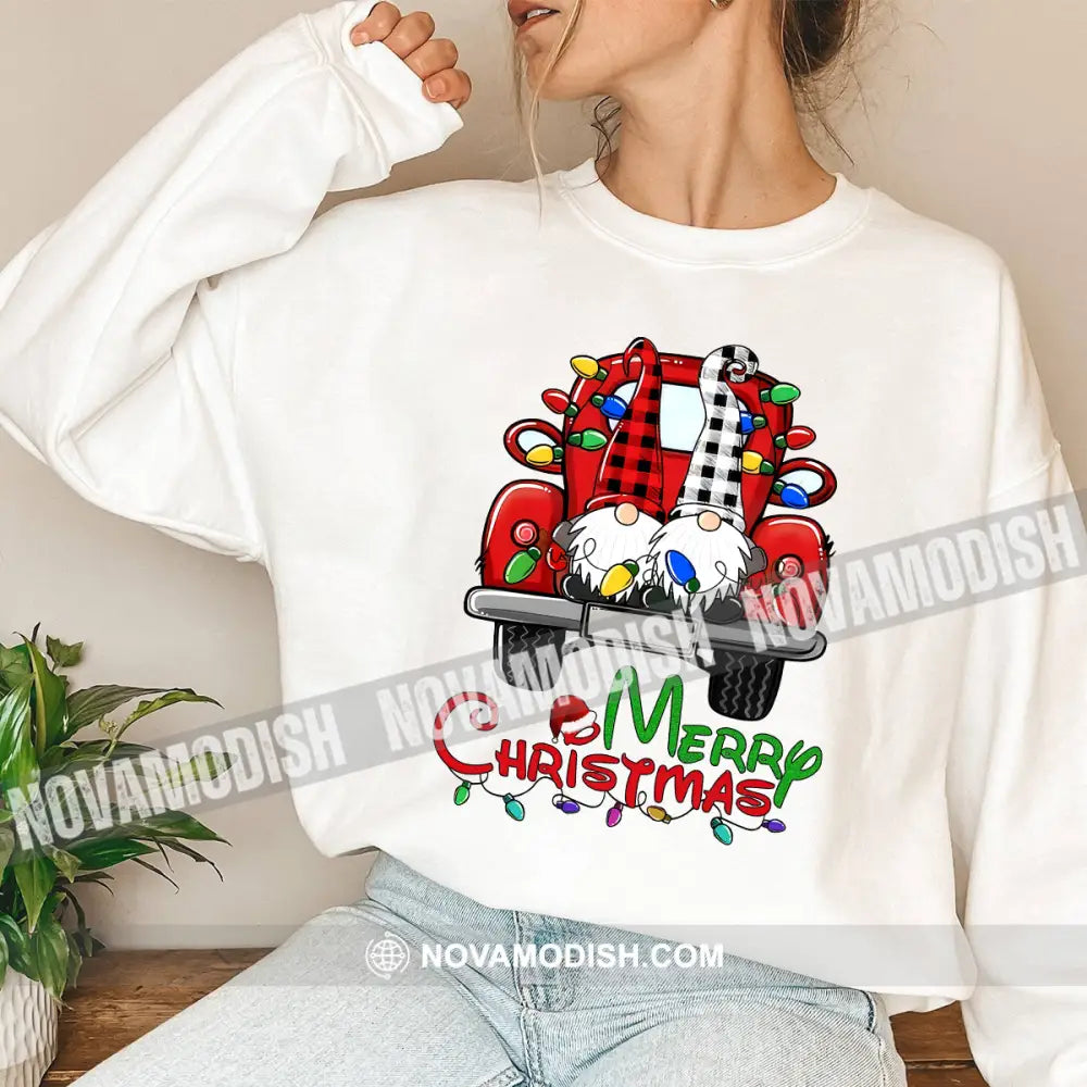 Unisex Shirt Merry Christmas Long Sleeve Sweater Gift For / White S T-Shirt