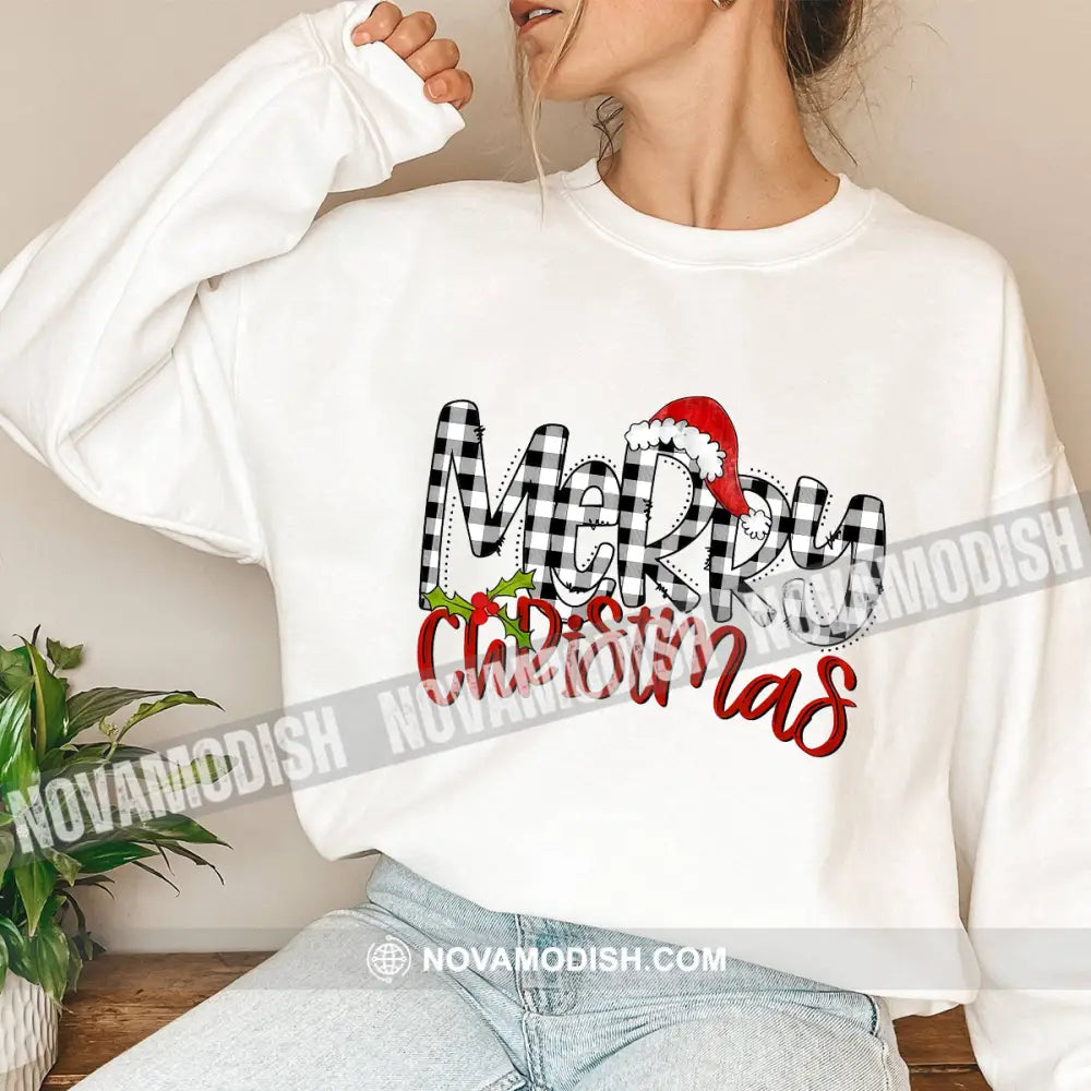 Unisex Shirt Merry Christmas Long Sleeve Sweater Gift For / White S T-Shirt