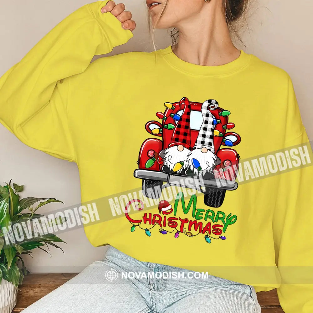 Unisex Shirt Merry Christmas Long Sleeve Sweater Gift For / Yellow S T-Shirt