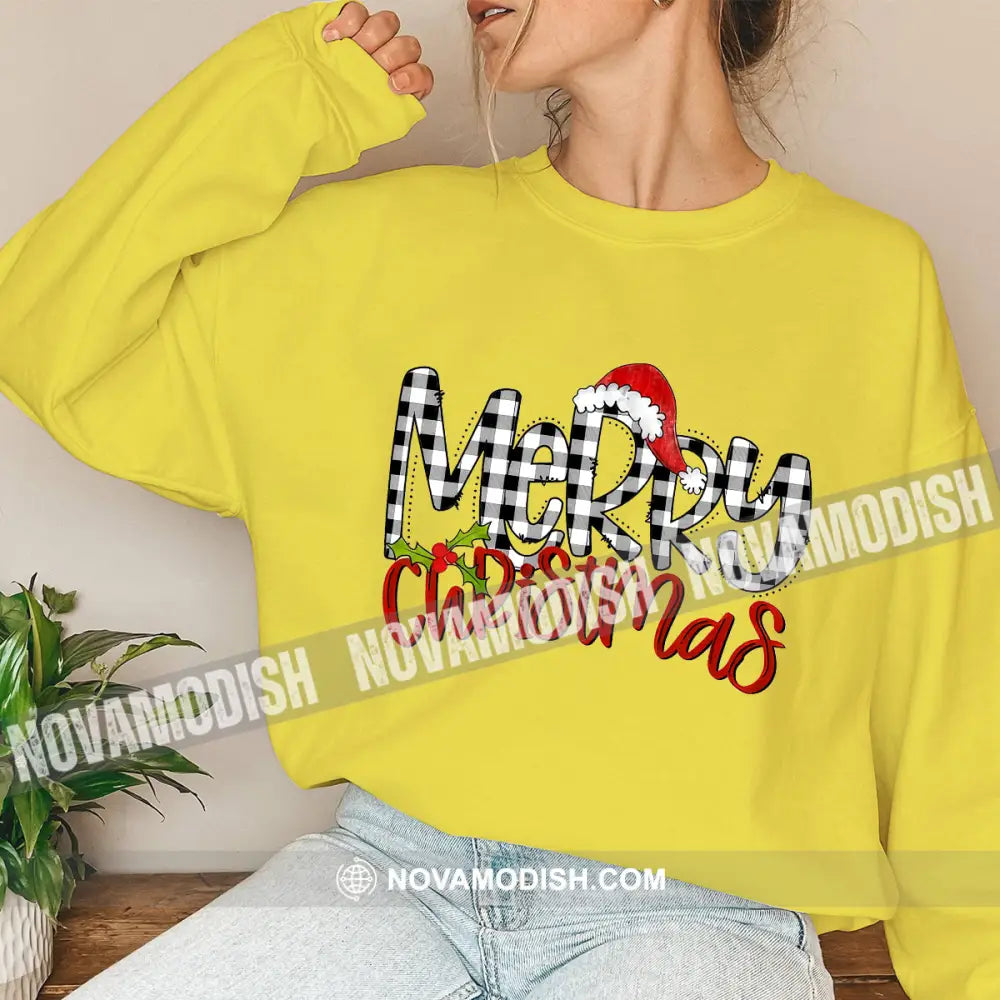 Unisex Shirt Merry Christmas Long Sleeve Sweater Gift For / Yellow S T-Shirt