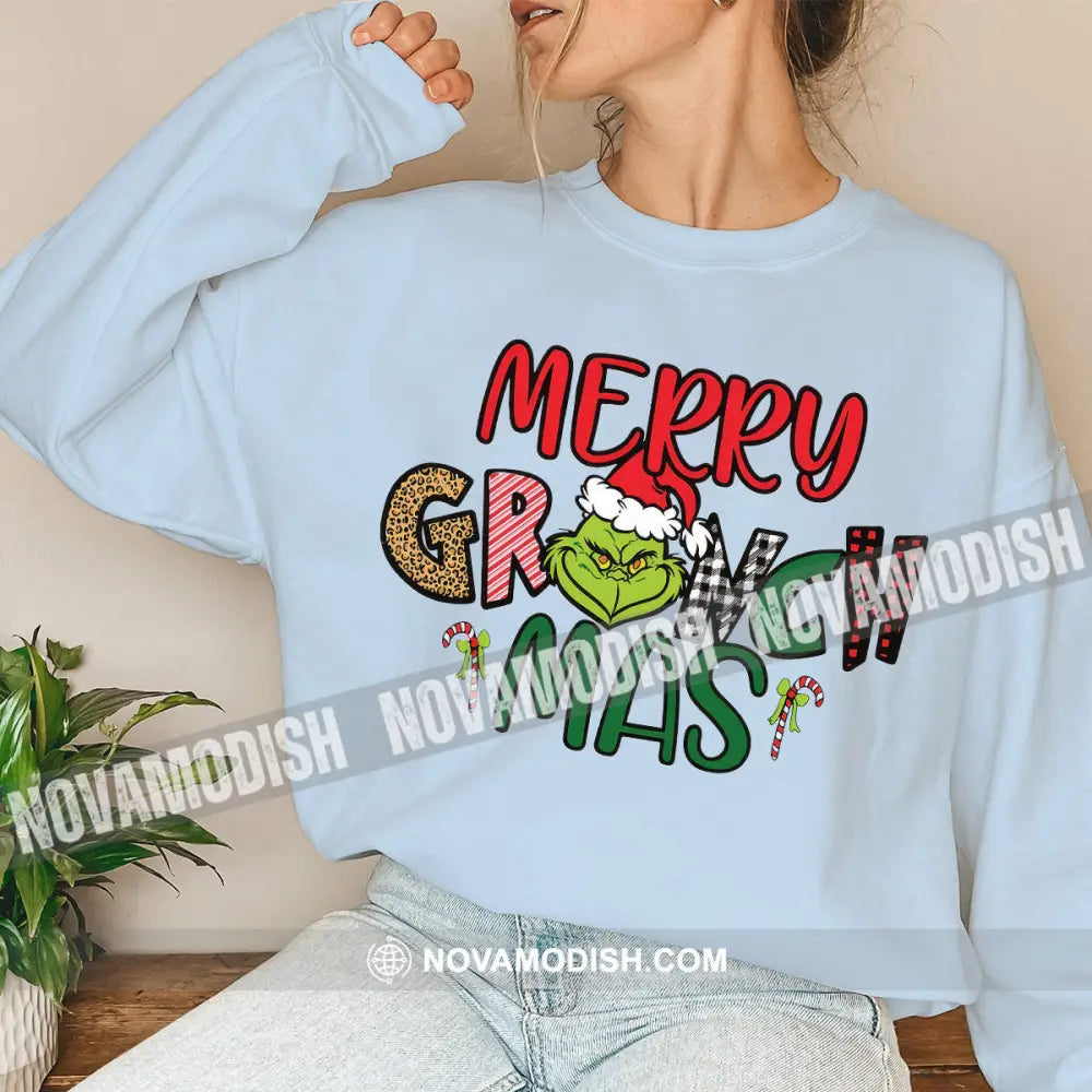 Unisex Shirt Merry Grinchmas Christmas Long Sleeve Sweater Gift For / Blue S T-Shirt