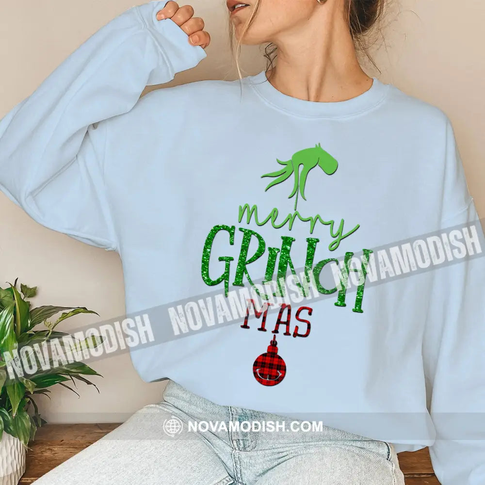 Unisex Shirt Merry Grinchmas Christmas Long Sleeve Sweater Gift For / Blue S T-Shirt