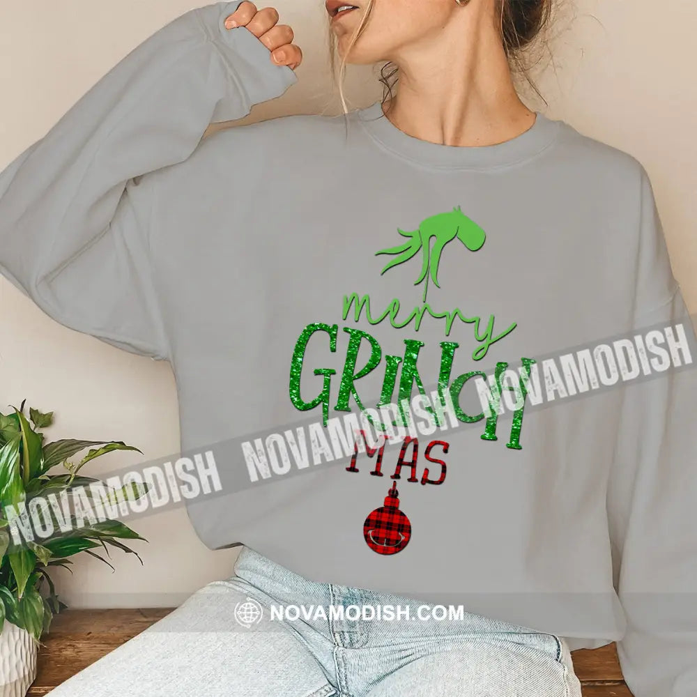 Unisex Shirt Merry Grinchmas Christmas Long Sleeve Sweater Gift For / Gray S T-Shirt