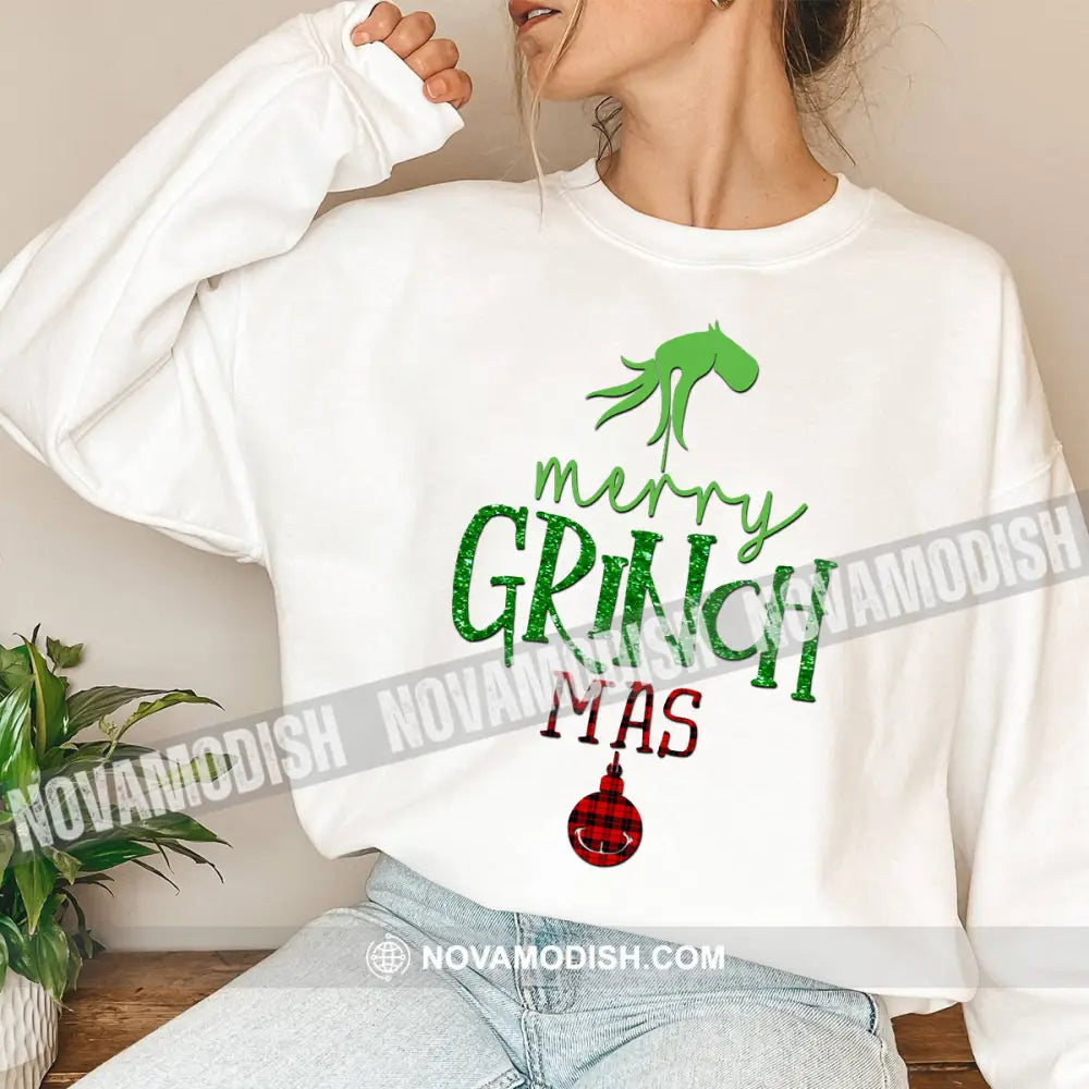 Unisex Shirt Merry Grinchmas Christmas Long Sleeve Sweater Gift For / White S T-Shirt