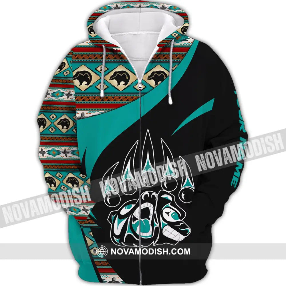 Unisex Shirt Native Bear American Hoodie Indigenous Zipper / S T-Shirt