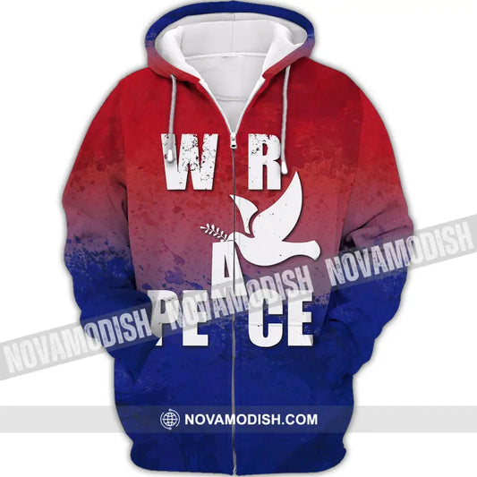 Unisex Shirt Peace No War Hoodie Anti-War Apparel Stand For Zipper / S T-Shirt