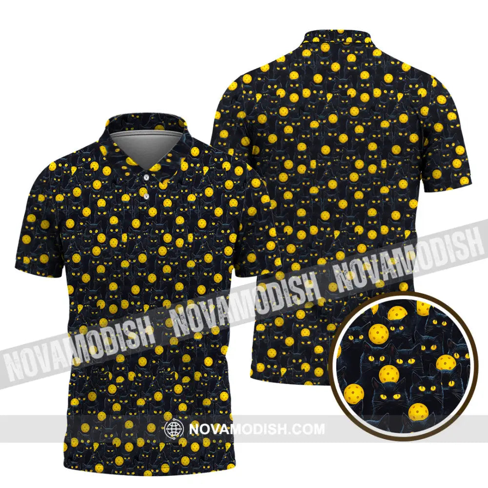 Unisex Shirt - Pickleball Halloween Black Cat Shirt Polo Shirt / S T-shirt
