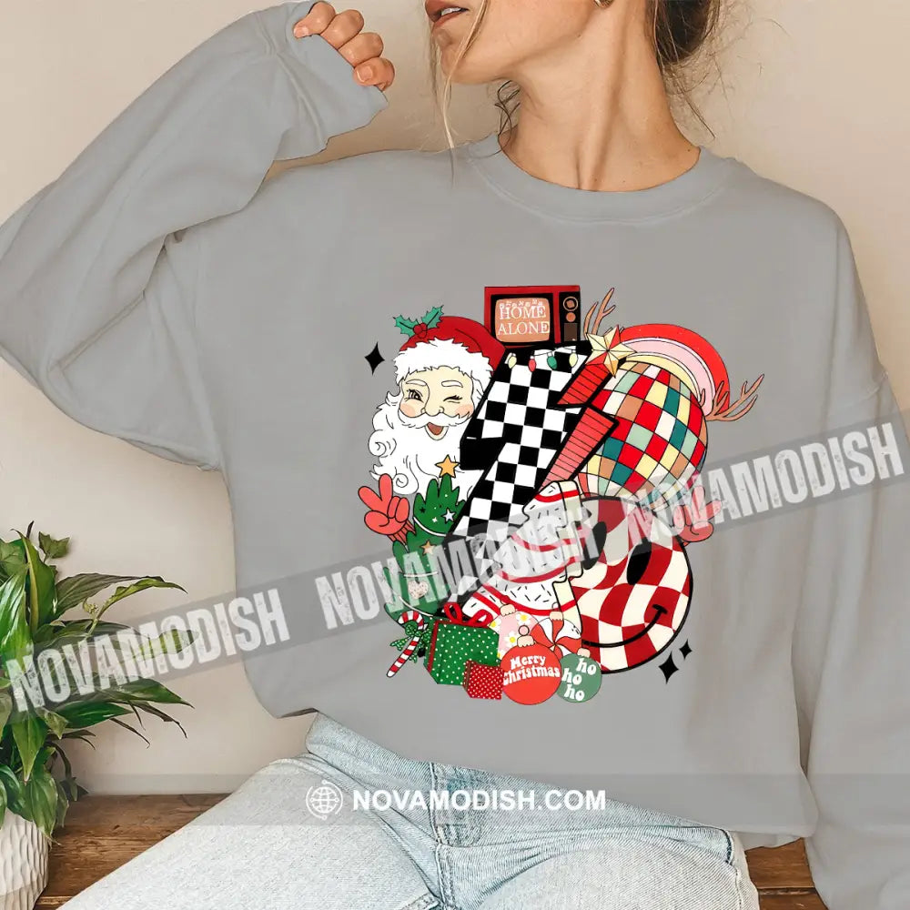 Unisex Shirt Santa Christmas Long Sleeve Sweater Gift For / Gray S T-Shirt