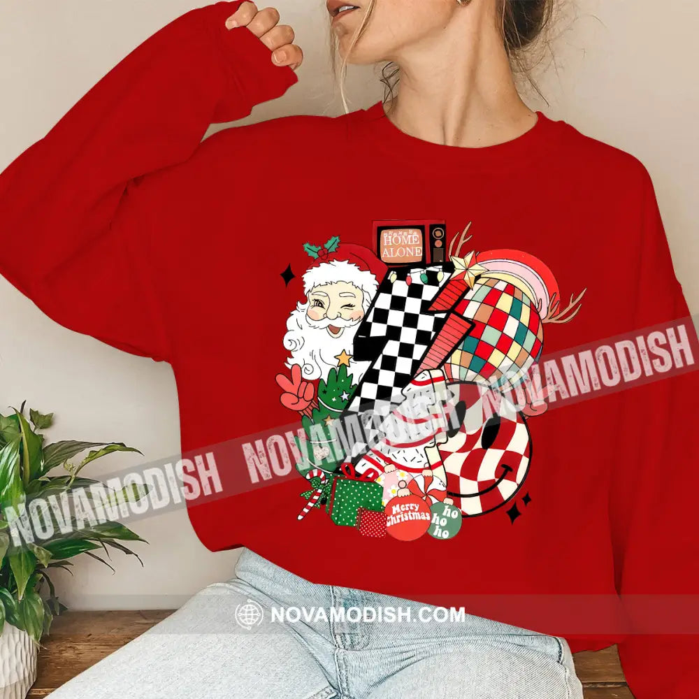 Unisex Shirt Santa Christmas Long Sleeve Sweater Gift For / Red S T-Shirt