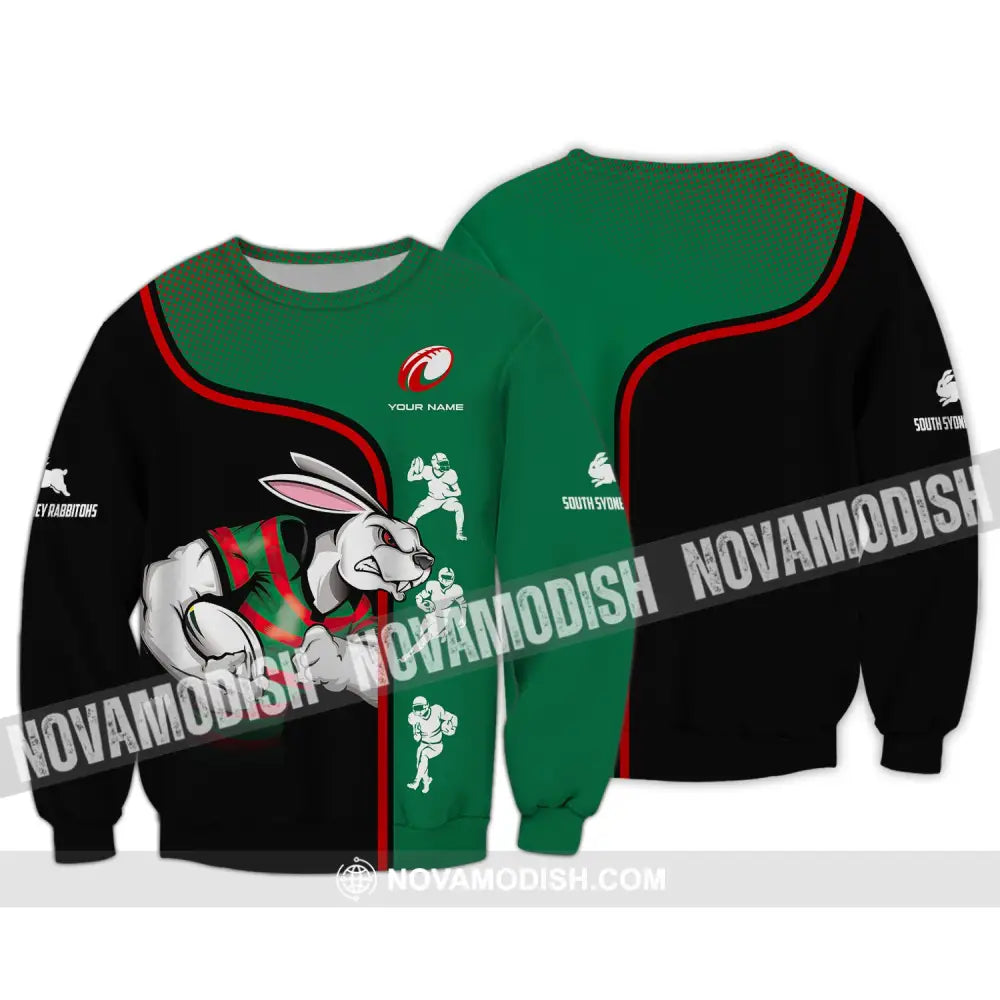 Unisex Shirt South Sydney Rabbitohs Reggie The Rabbit Hoodie Football T-Shirt Long Sleeve / S