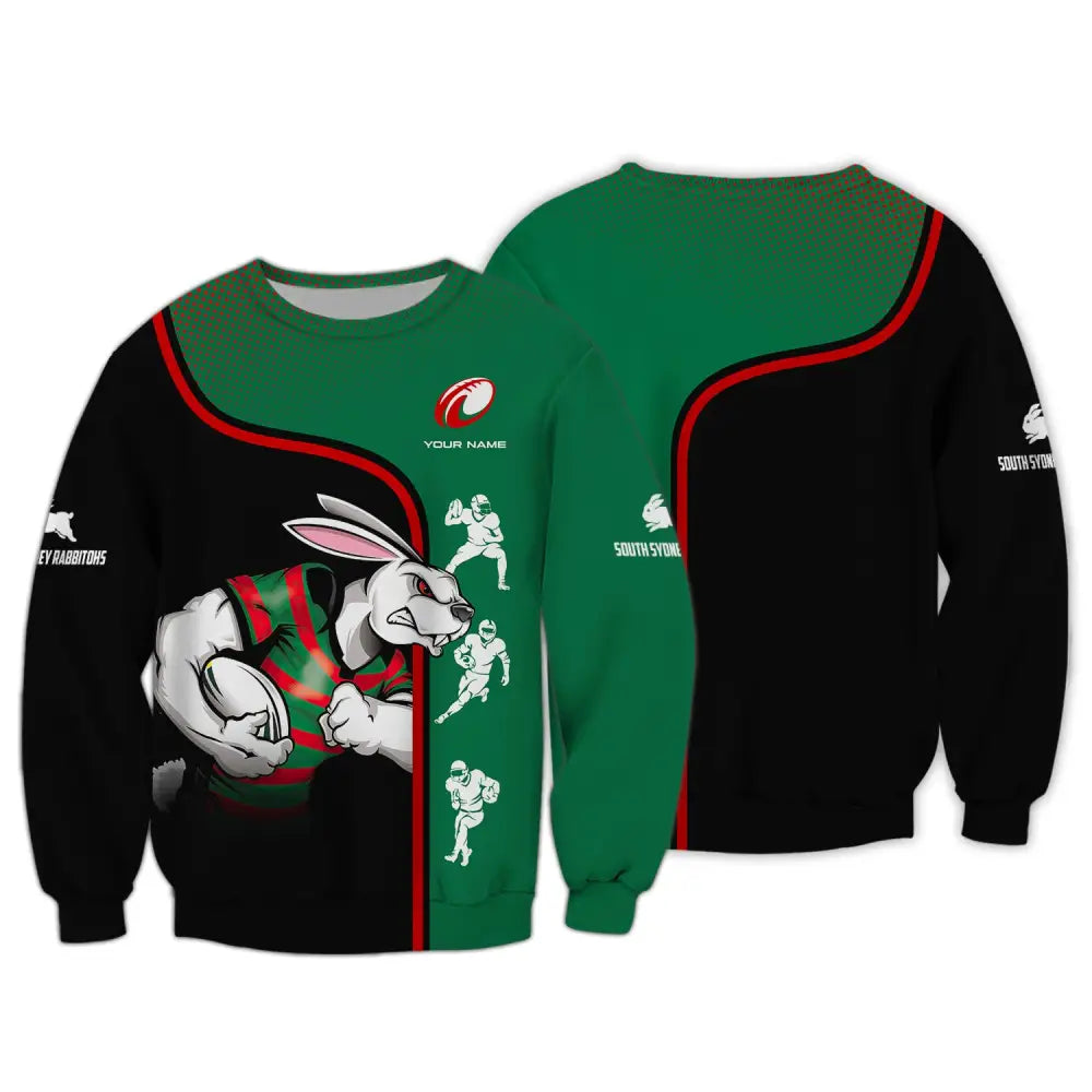 Unisex Shirt South Sydney Rabbitohs Reggie The Rabbit Hoodie Football T-Shirt Long Sleeve / S