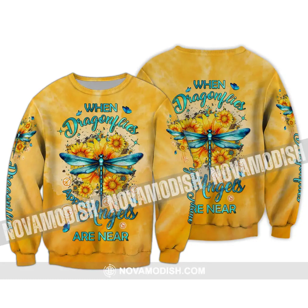 Unisex Shirt Sunflower Dragonflies Peace Memorial In Loving Memory Apparel Long Sleeve / S T-Shirt