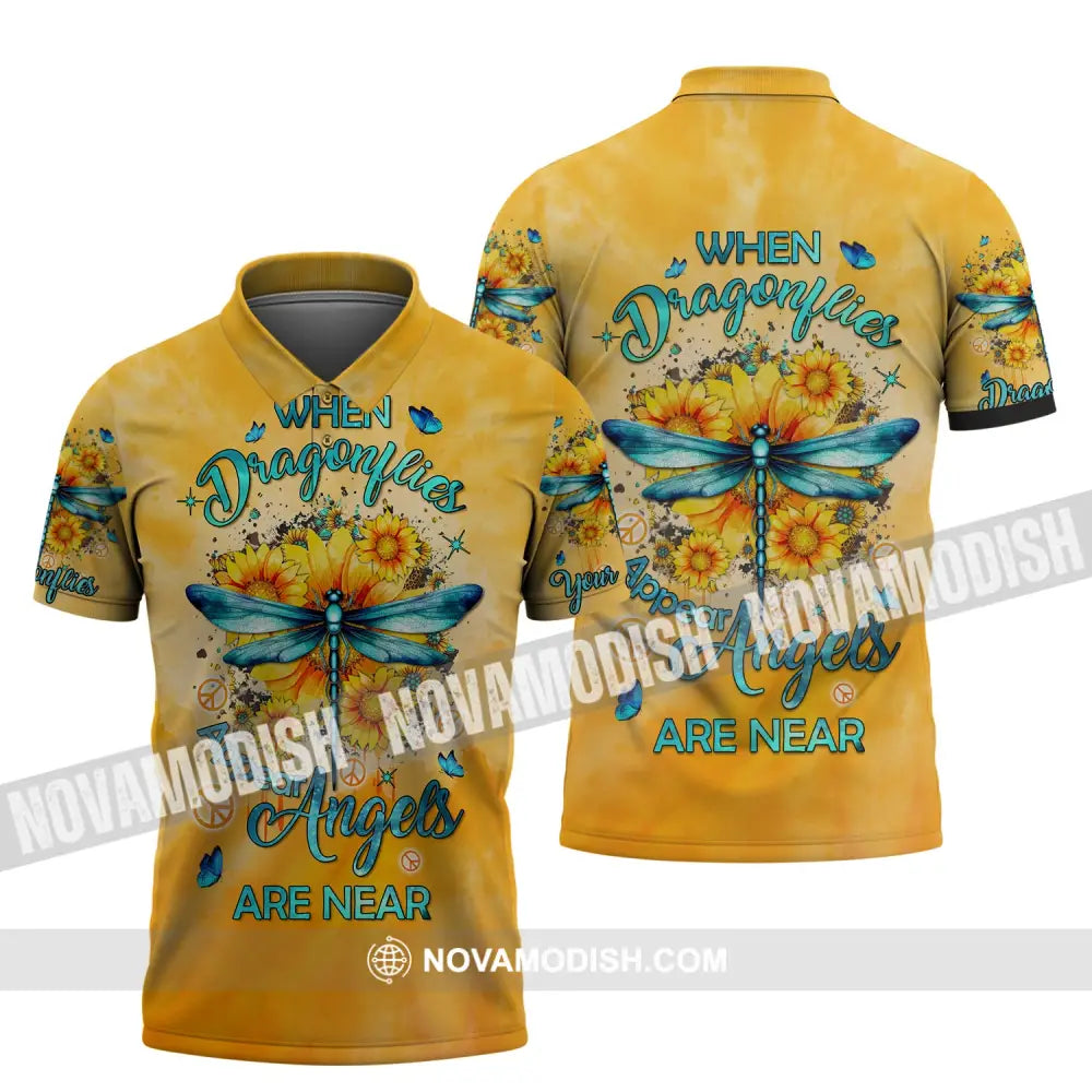 Unisex Shirt Sunflower Dragonflies Peace Memorial In Loving Memory Apparel Polo / S T-Shirt