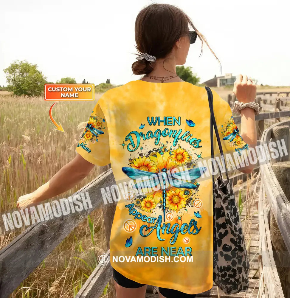 Unisex Shirt Sunflower Dragonflies Peace Memorial In Loving Memory Apparel T-Shirt