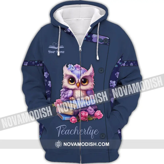 Unisex Shirt Teacher Hoodie Owl Gift For Teachers Zipper / S T-Shirt