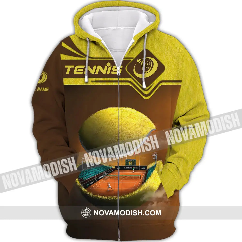 Unisex Shirt Tennis Ball T-Shirt Lover Gift Player Apparel Zipper Hoodie / S