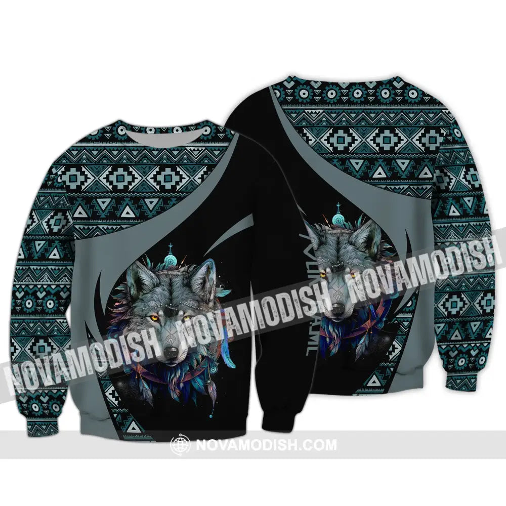 Unisex Shirt Wolf Native American Hoodie Indigenous Long Sleeve / S T-Shirt