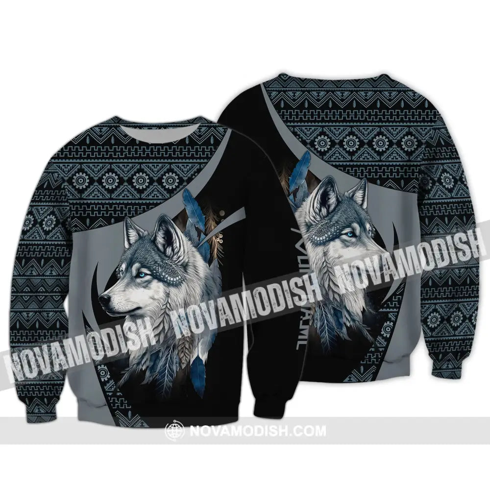 Unisex Shirt Wolf Native American Hoodie Indigenous Long Sleeve / S T-Shirt