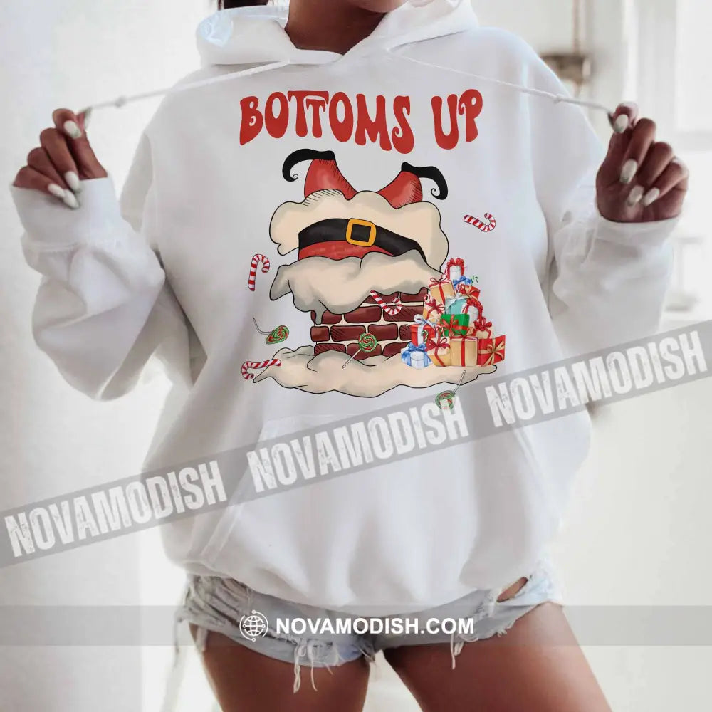 Unisex T-Shirt Bottoms Up Christmas Hoodie Gift For Hoodie / White S T-Shirt