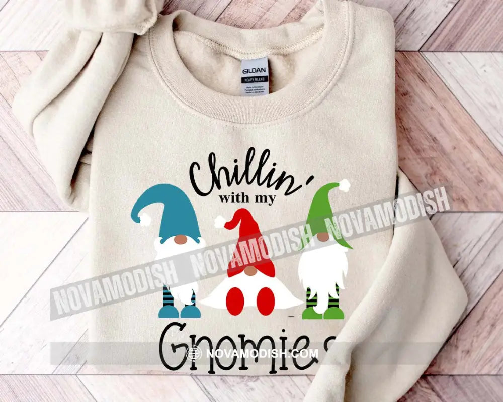 Unisex T-Shirt Chillin With My Gnomies Christmas Hoodie Gift For T-Shirt