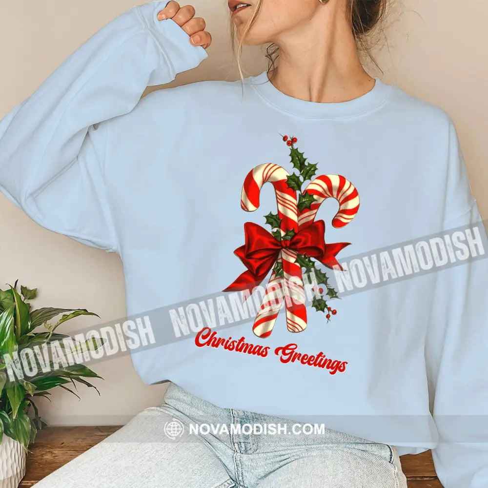 Unisex T-Shirt Christmas Candy Shirt Hoodie Gift For Long Sleeve / Blue S T-Shirt