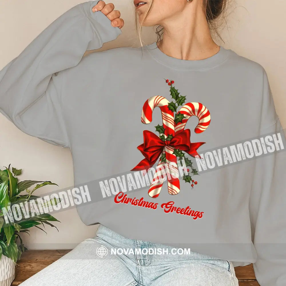 Unisex T-Shirt Christmas Candy Shirt Hoodie Gift For Long Sleeve / Gray S T-Shirt