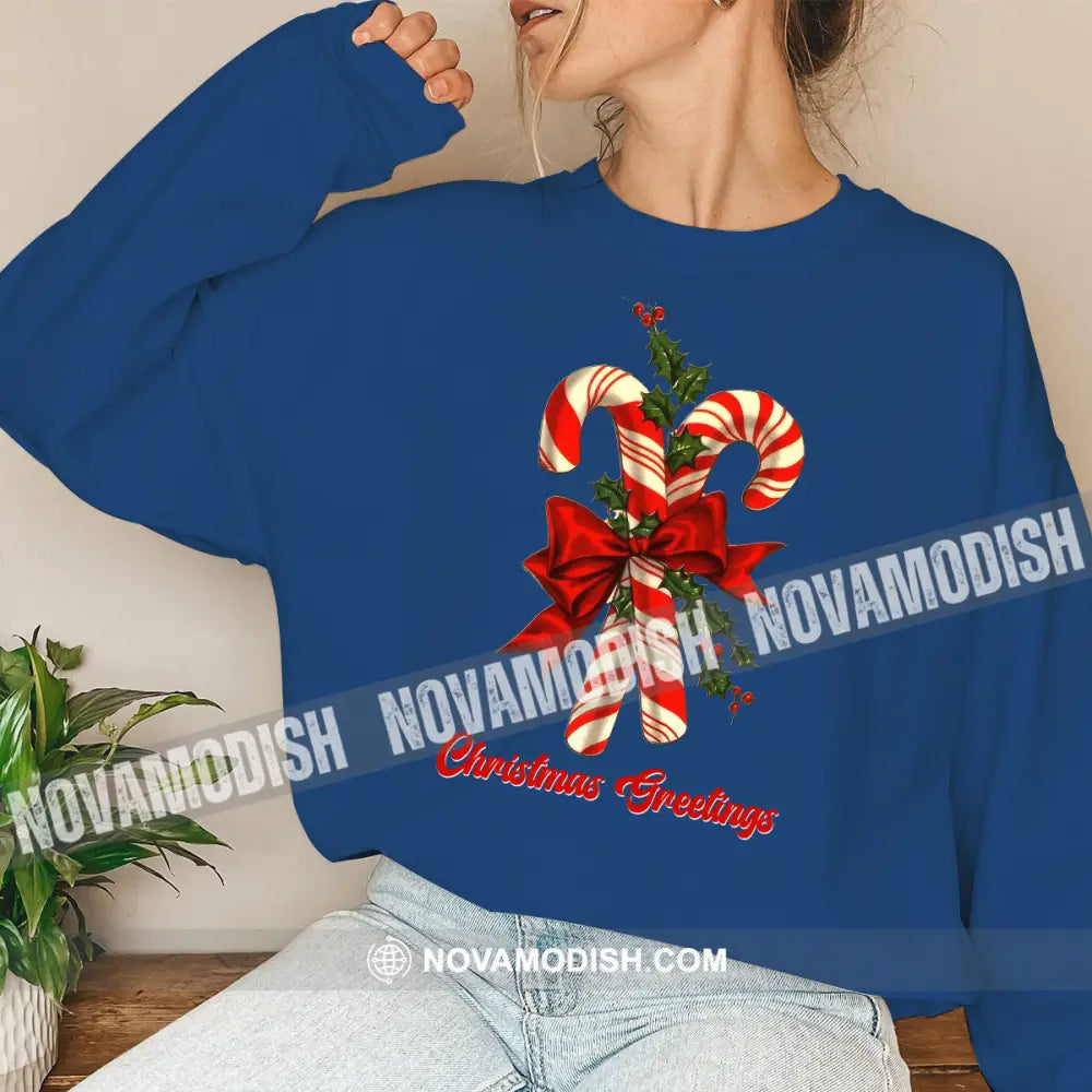 Unisex T-Shirt Christmas Candy Shirt Hoodie Gift For Long Sleeve / Navy Blue S T-Shirt