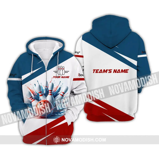 Unisex T-Shirt Custom Name And Team Bowling Club Shirt For Lovers Zipper Hoodie / S